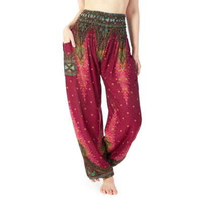 Yoga-Harembroek Medium Pauw rood